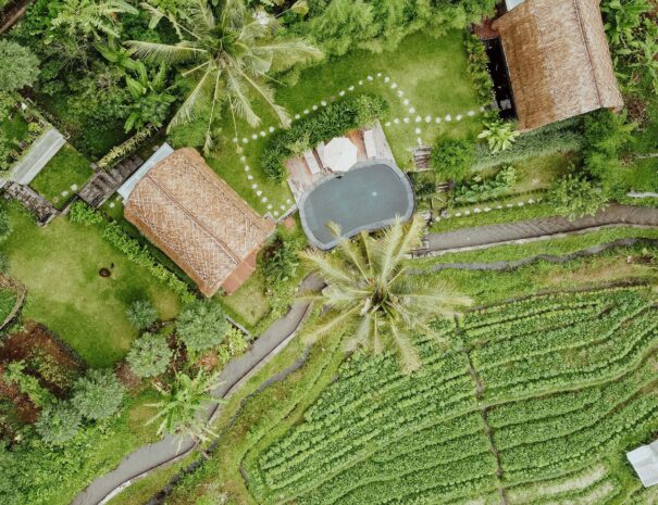 Areal view of Villa Uma Dewi Sri in Sidemen in Bali